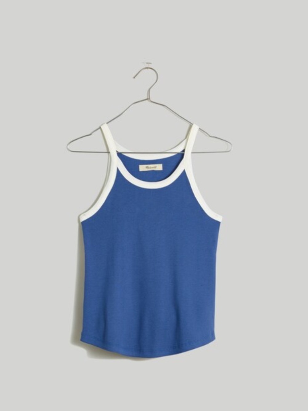 Madewell Navy Ribbed Tank with Cream Trim